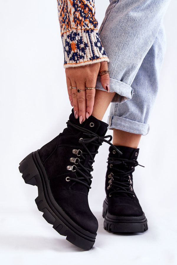 Kesi Leather warm lace-up shoes Black Merisha