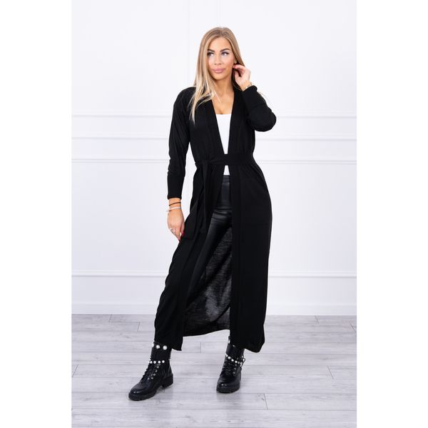 Kesi Long cardigan sweater tied at the waist black