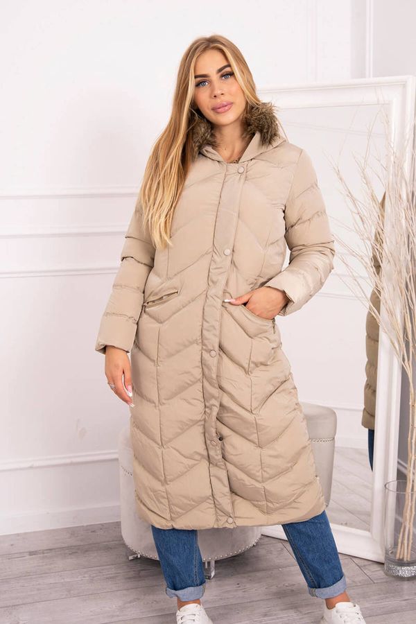 Kesi Quilted winter jacket with hood beige