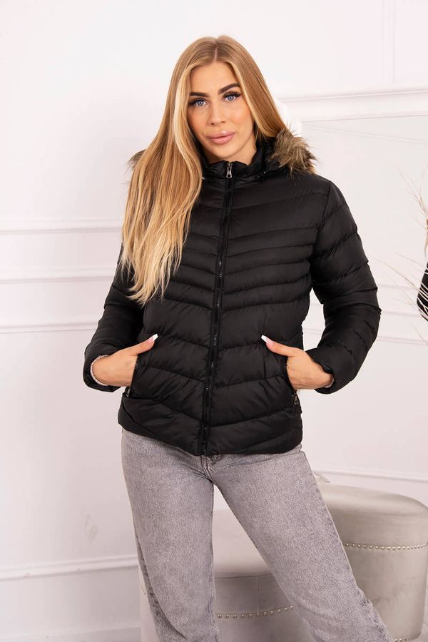 Kesi Quilted winter jacket with hood black