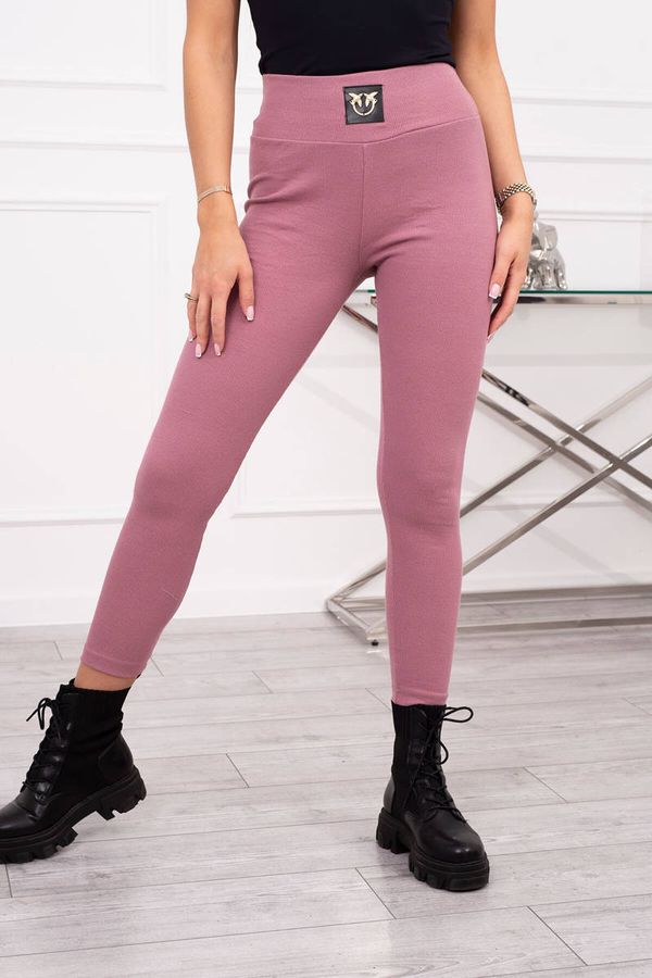Kesi Ribbed high-waisted leggings of dark pink color
