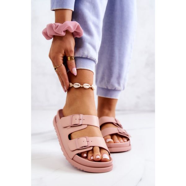 Kesi Rubber Slippers With Buckle Pink Corina