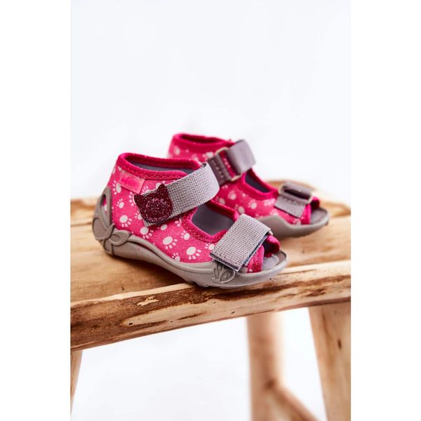 Kesi Sandals Slippers Befado Velcro Paws 242P108 Pink