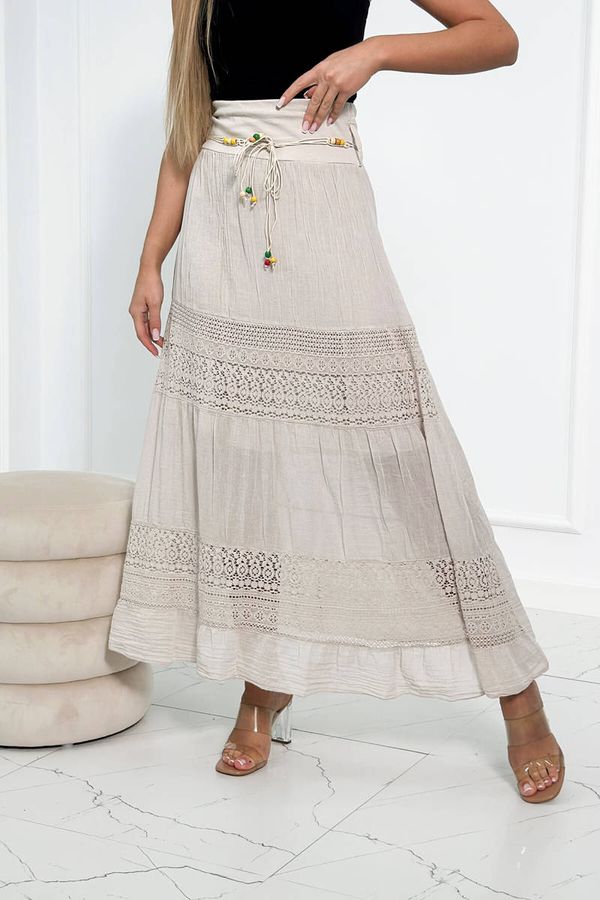 Kesi Skirt with lace inserts beige