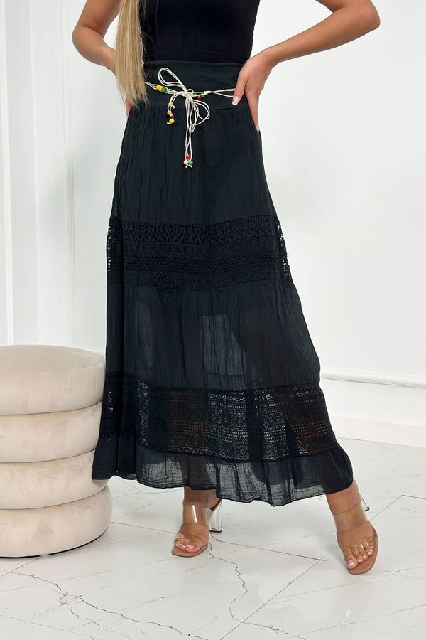 Kesi Skirt with lace inserts black