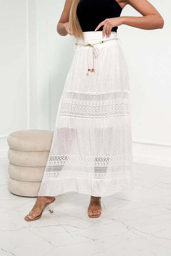 Kesi Skirt with lace inserts white