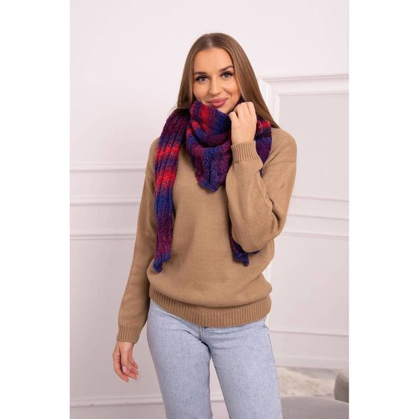 Kesi SL41 Women's mohair shawl red+mauve-blue