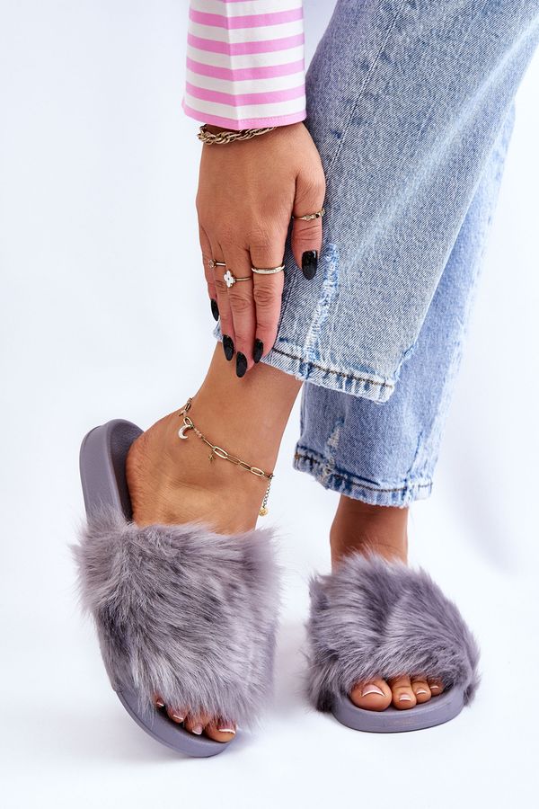 Kesi Slippers with fur Rubber dirty Grey Allyson
