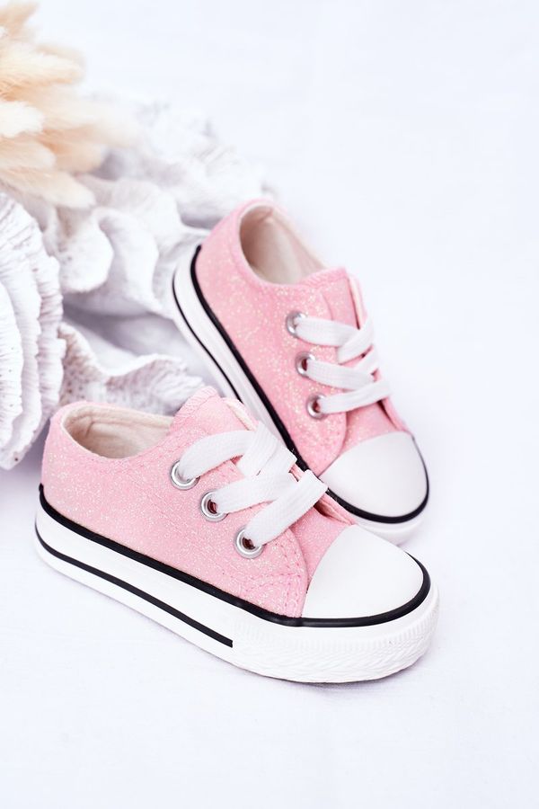 Kesi Sneakersy dla dzieci z brokatem Pink Bling-Bling