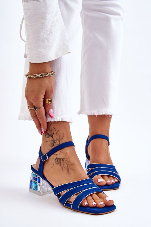 Kesi Suede Sandals with Crystals Blue Callan
