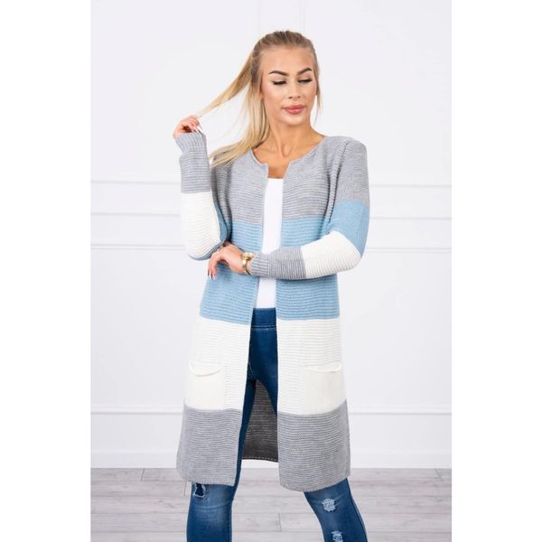 Kesi Sweater Cardigan in the straps gray+azure