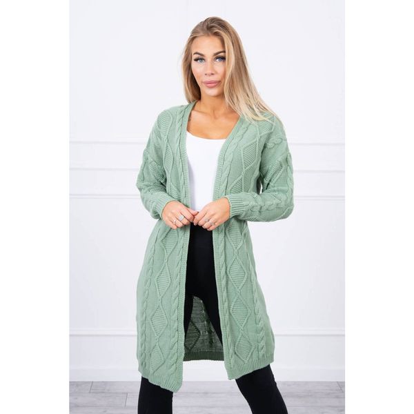 Kesi Sweater Cardigan with braid weave dark mint