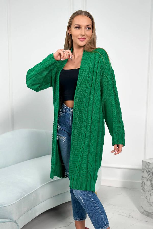 Kesi Sweater with cable knitted green