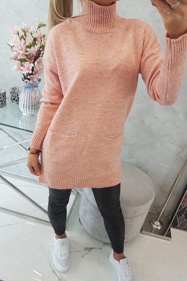 Kesi Sweater with stand-up collar powdered pink