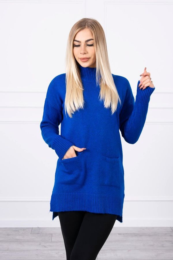 Kesi Sweater with stand-up collar purple-blue