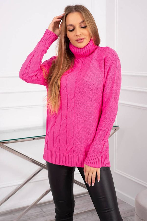 Kesi Sweater with turtleneck in pink neon color