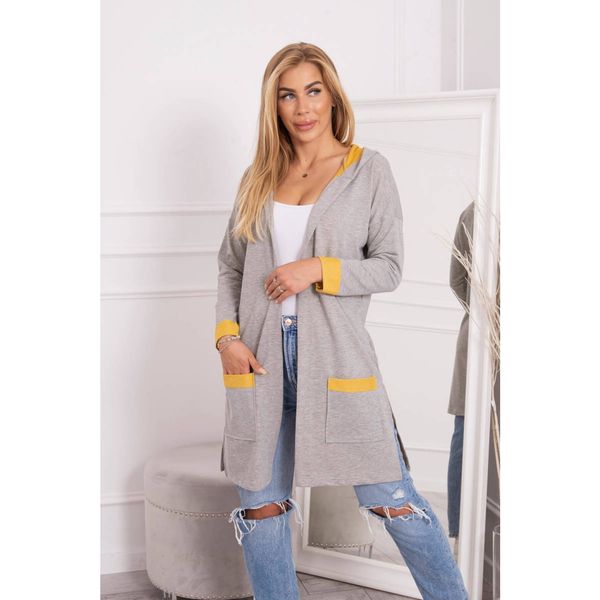 Kesi Two-color cape with a hood mustard+gray