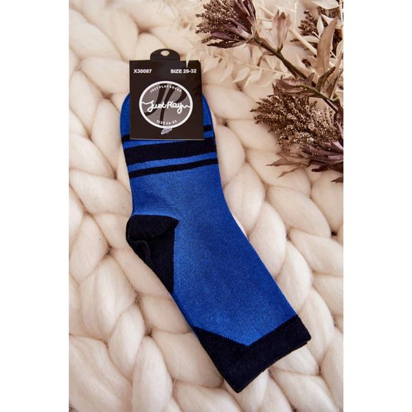 Kesi Two-color Youth Socks With Stripes Blue and Black