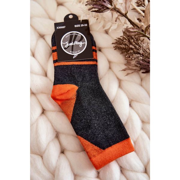 Kesi Two-color Youth Socks With Stripes Graphite-Orange