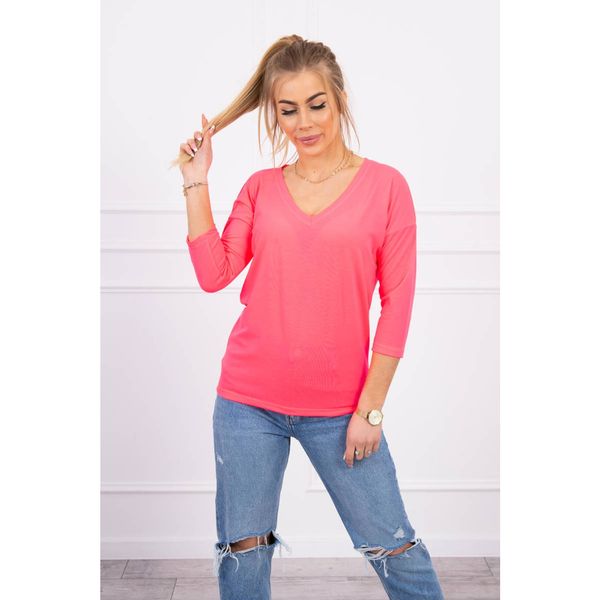 Kesi V-neck blouse pink neon