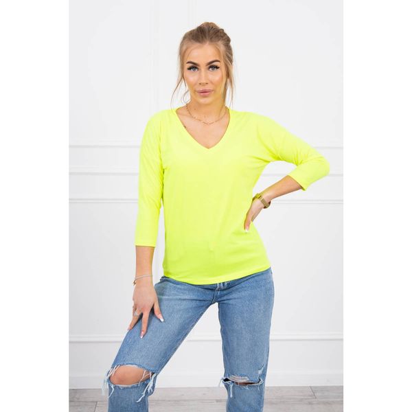 Kesi V-neck blouse yellow neon