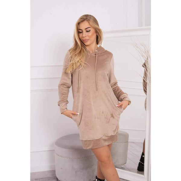 Kesi Velor dress with a hood beige