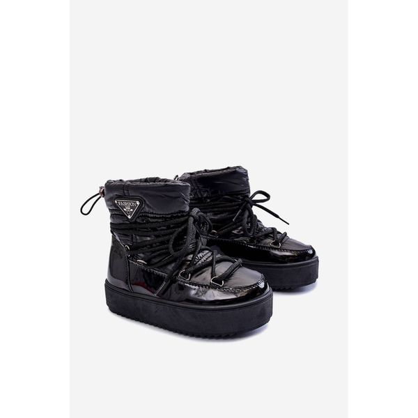 Kesi Warm Lace Up Snow Boots Black Colina