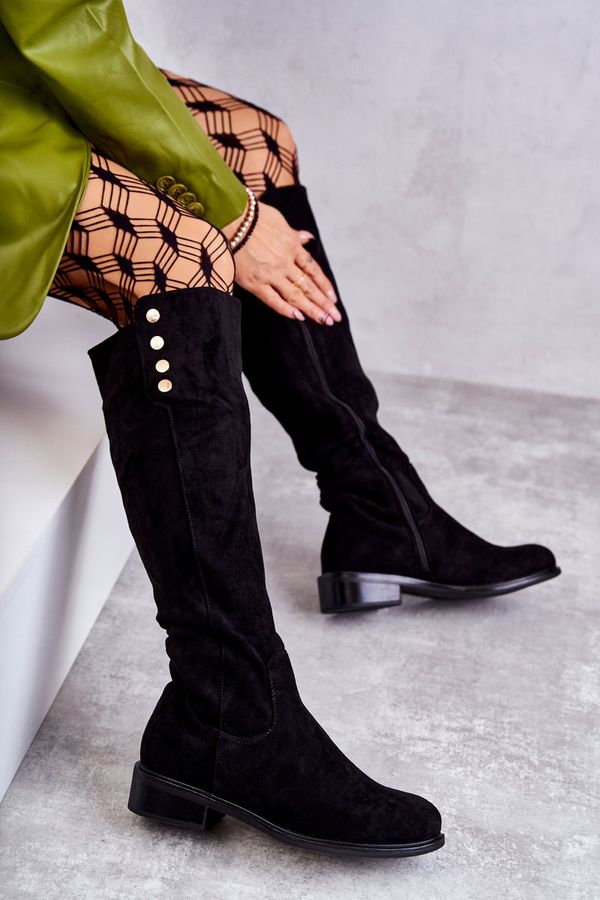 Kesi warm suede flat-heeled boots Black Laura