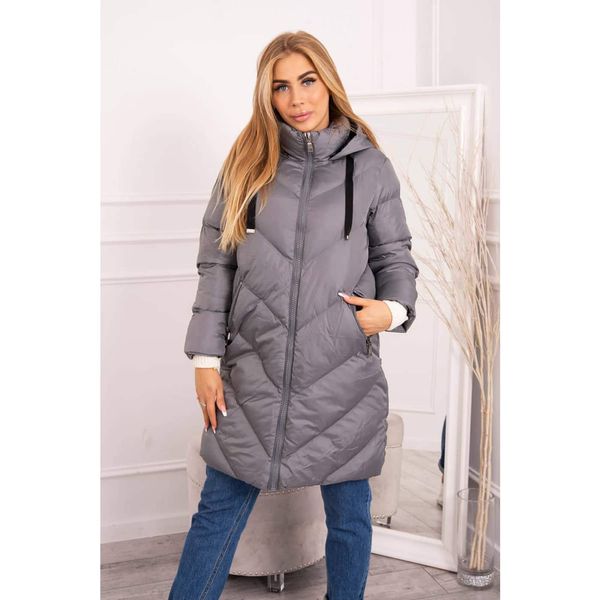 Kesi Winter jacket with a collar and hood gray