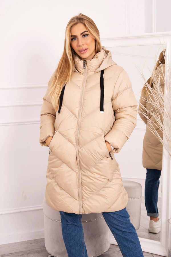 Kesi Winter jacket with collar and hood beige