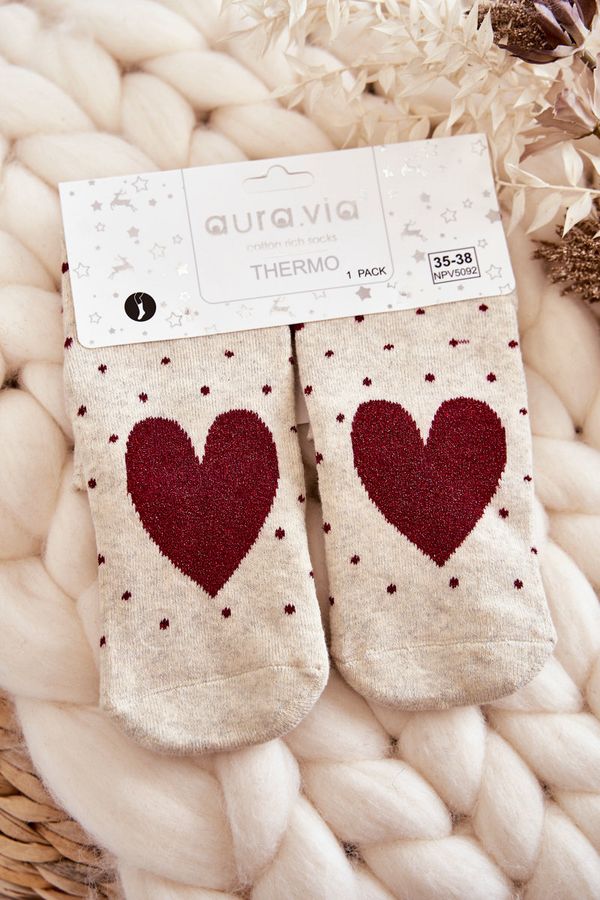 Kesi Women's Anti-slip Socks In Hearts And Dots Beige