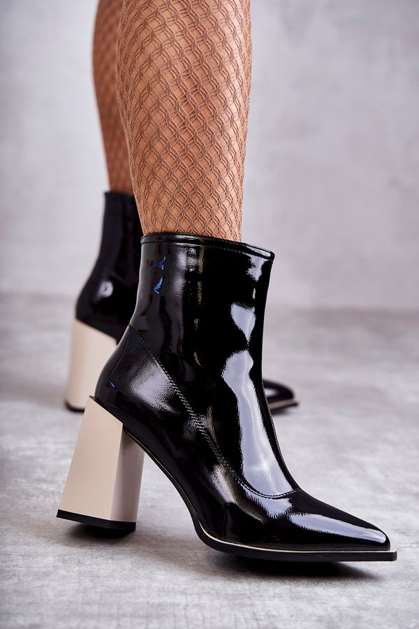 Kesi Women's boots in robust heels black-and-white Bernhild