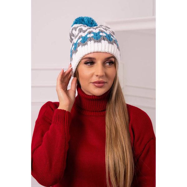 Kesi Women's cap Laila K283 white+grey+turquoise