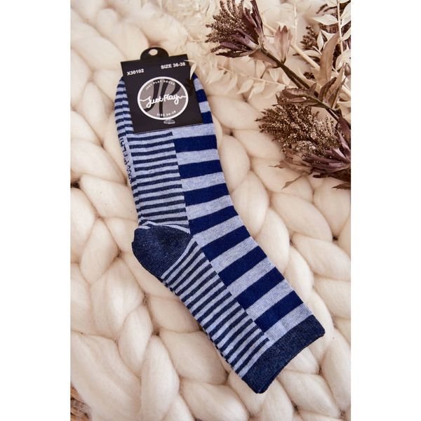 Kesi Women's classic socks with stripes and stripes navy blue