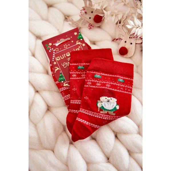 Kesi Women's Cotton Christmas Socks gnomes Red