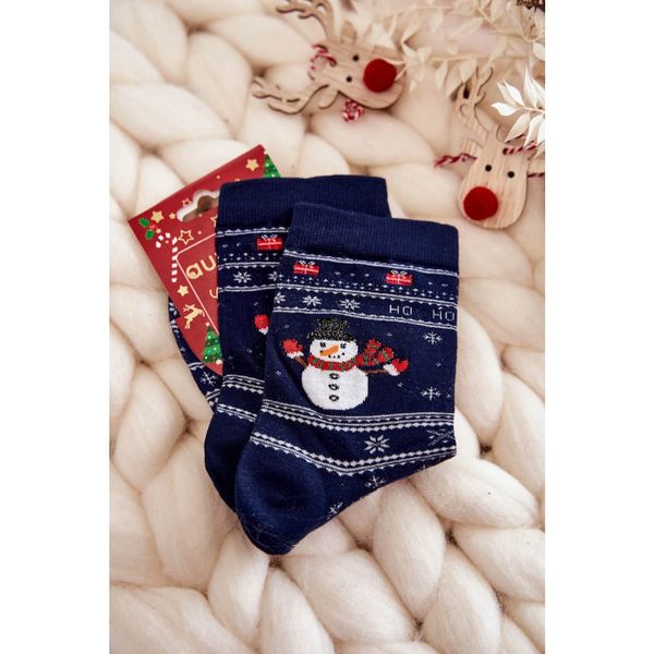 Kesi Women's Cotton Christmas Socks Snowmen Navy Blue
