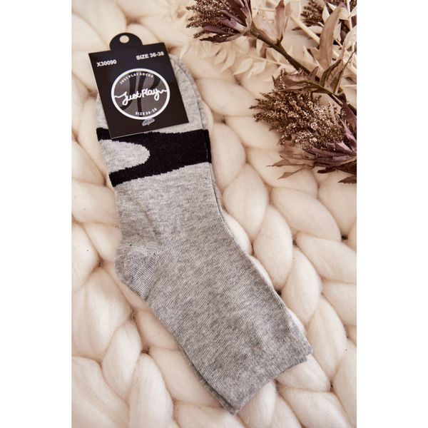 Kesi Women's Cotton Socks Black Pattern Grey