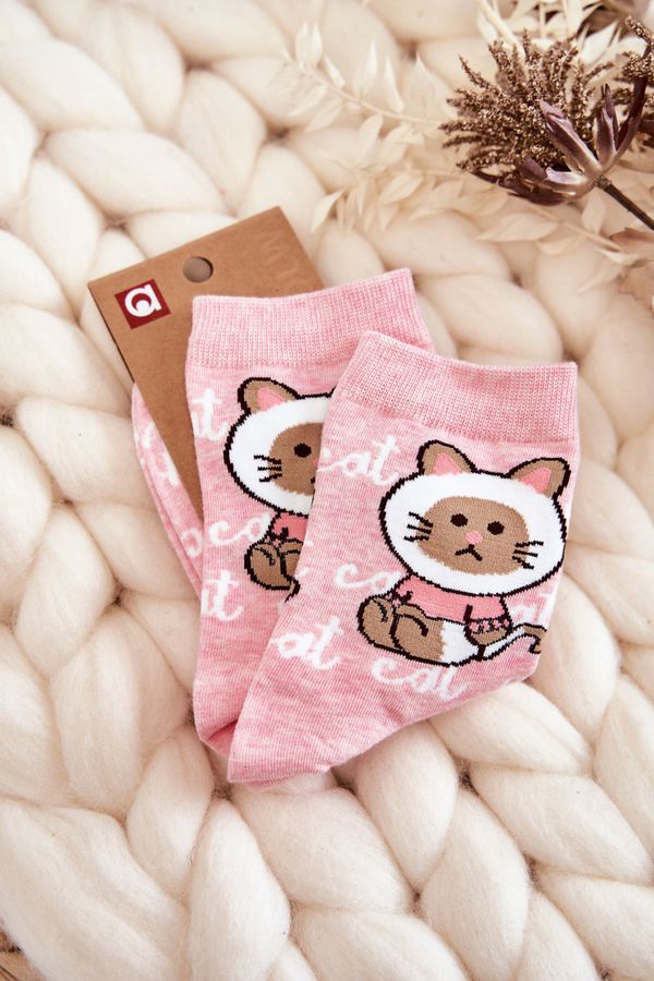 Kesi Women's Cotton Socks Kitten Pink