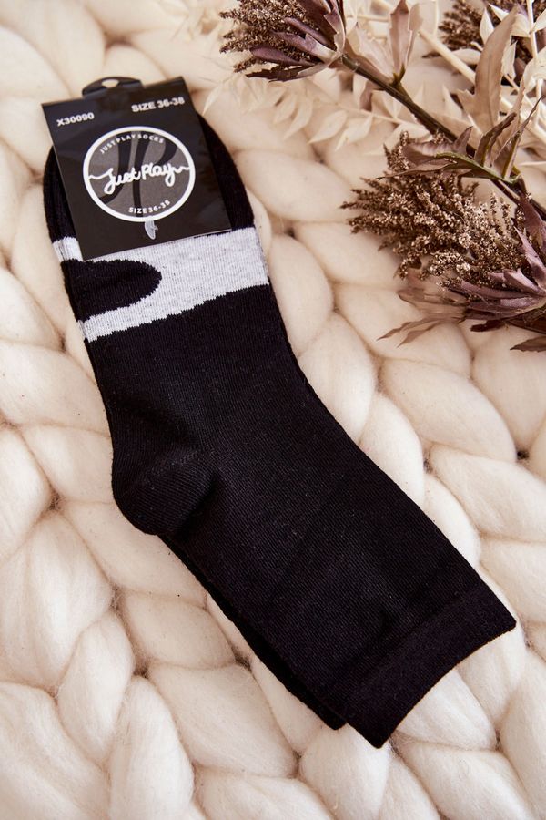 Kesi Women's cotton socks White pattern black