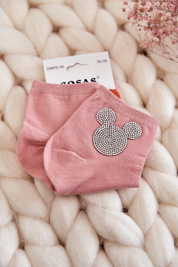 Kesi Women's cotton socks with cubic zirconia Cosas Pink