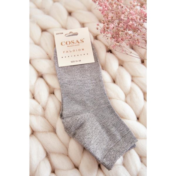 Kesi Women's Cotton Socks With Shiny Thread Cosas Grey