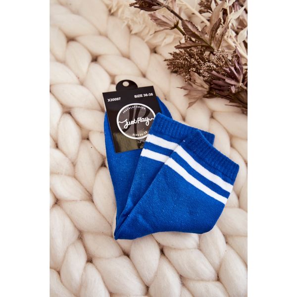 Kesi Women's Cotton Sports Socks With Stripes Blue