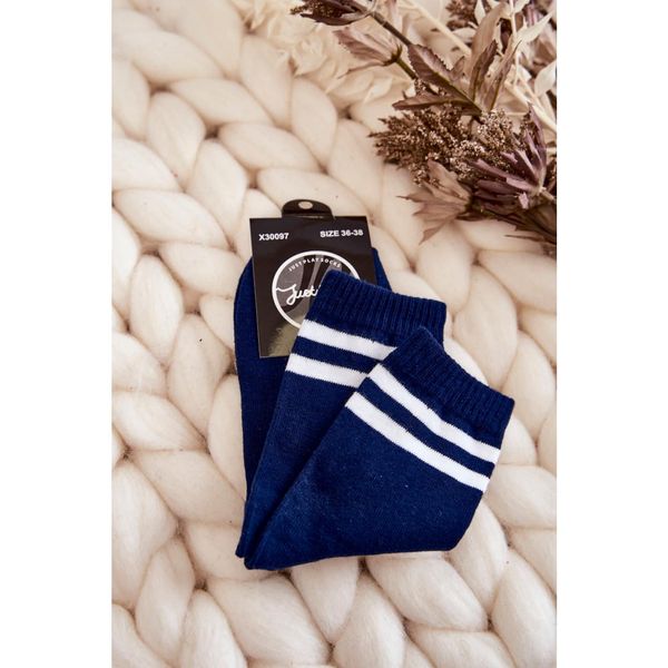 Kesi Women's Cotton Sports Socks With Stripes Navy blue