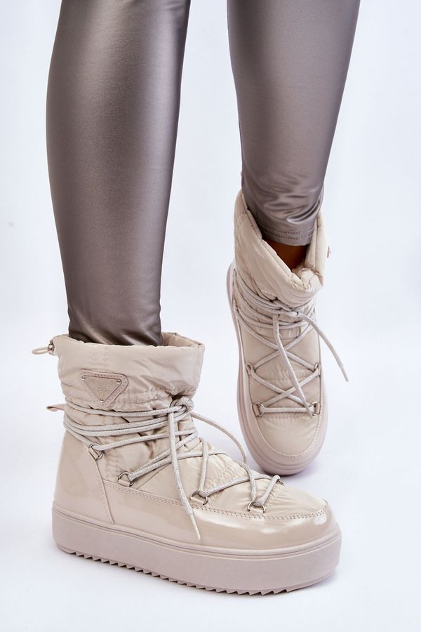 Kesi Women's Fashion Snow Lace-up Shoes Light Beige Carrios