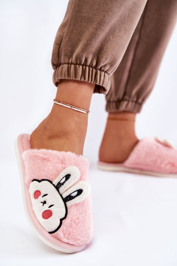 Kesi Women's fur slippers with rabbit Light pink Trisha