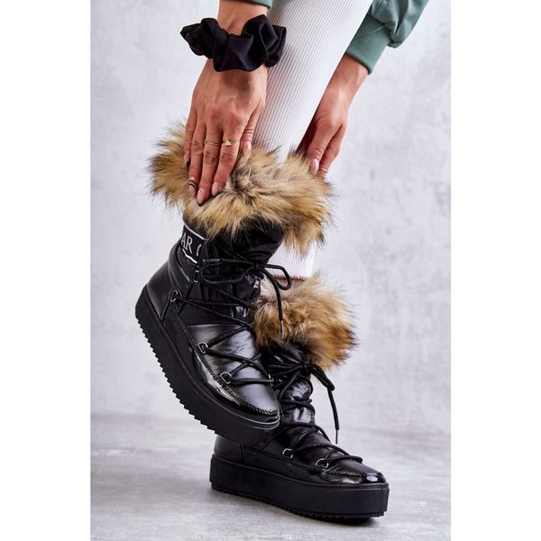 Kesi Women's Lace-up Snow Boots Black Santero