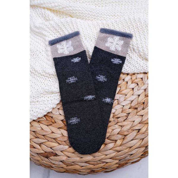 Kesi Women's Long Socks with Snowballs Dark Grey
