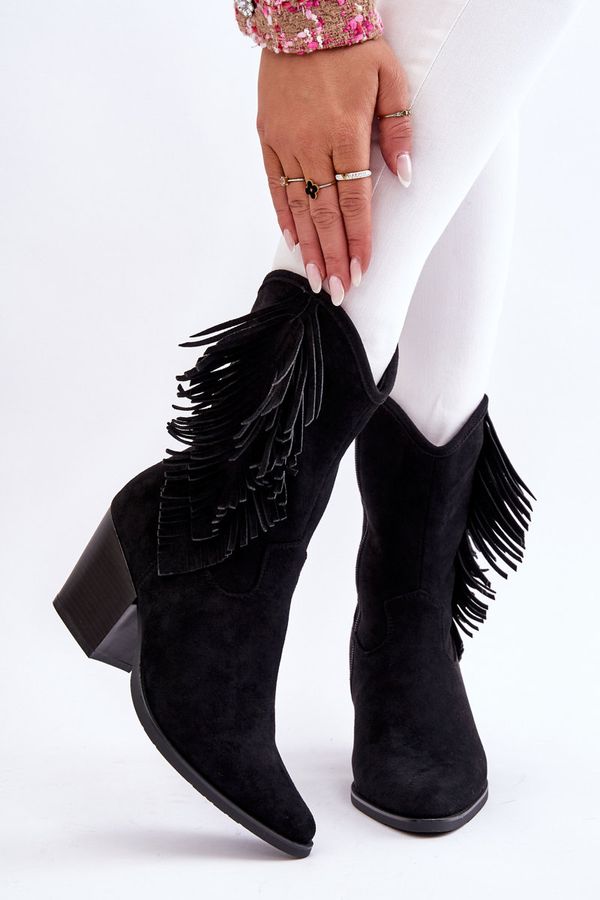 Kesi Women's Low Suede Cowboy Boots Black Elyse