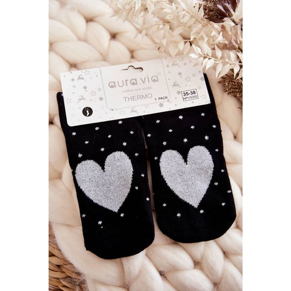 Kesi Women's Non-slip Socks In Hearts And Dots Black