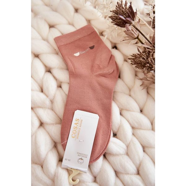Kesi Women's Plain Cotton Cosas Socks Pink